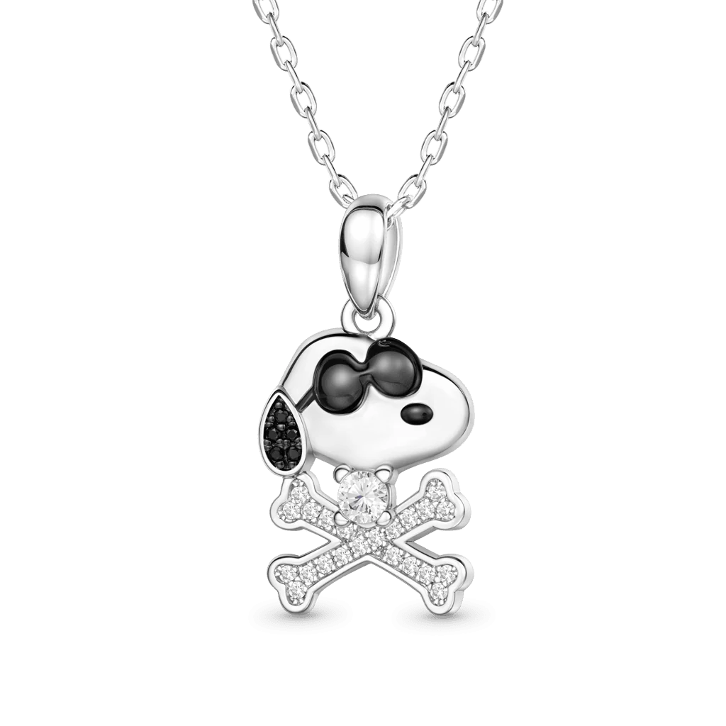 Gnoce Peanuts Snoopy Crossbones Pendant Necklace