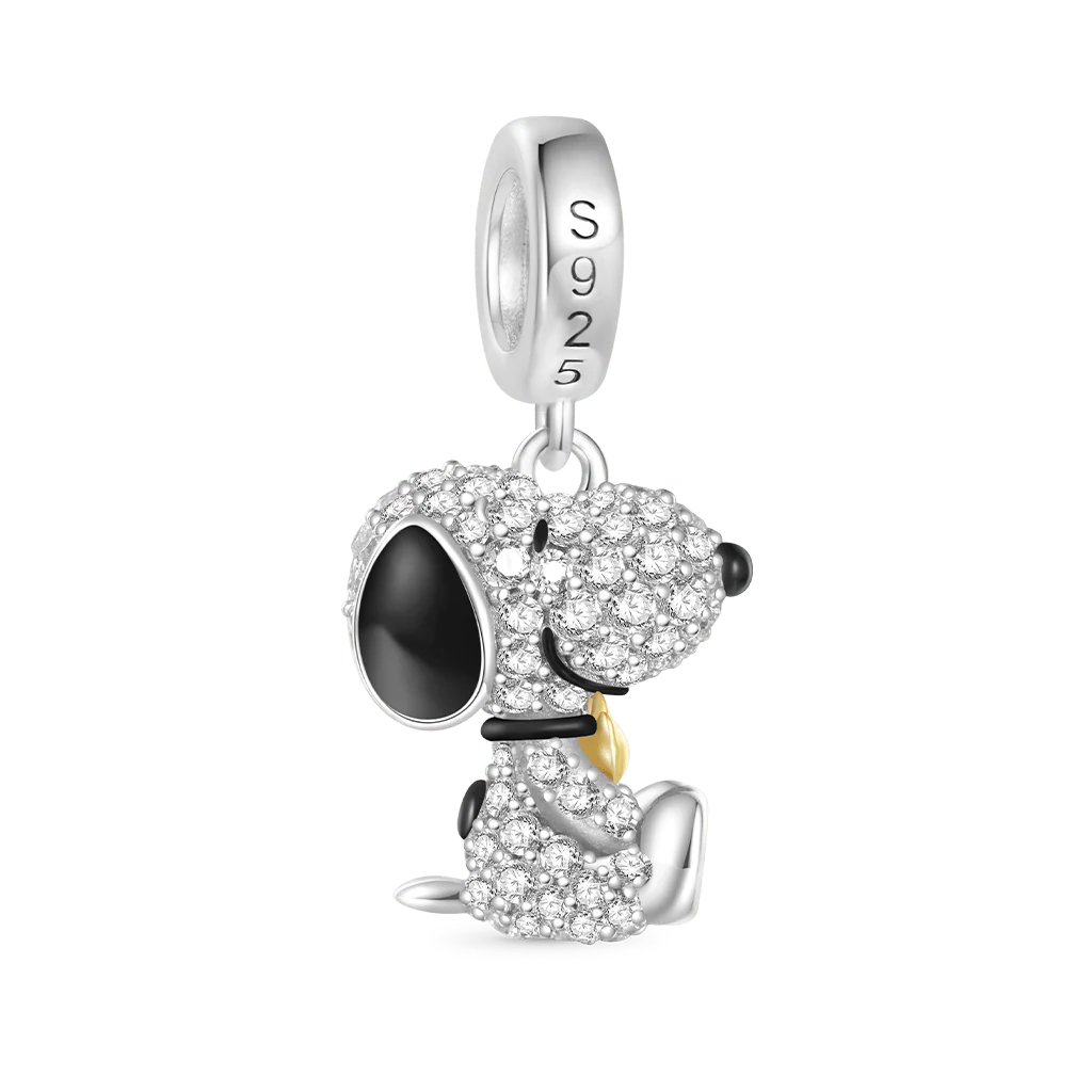 Gnoce Peanuts Snoopy Hugging Woodstock Diamond Pendant Dangle Charm - Image 3