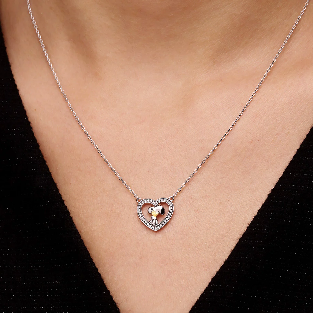 Gnoce Peanuts Snoopy Embrace Woodstock Heart Pendant Necklace - Image 2