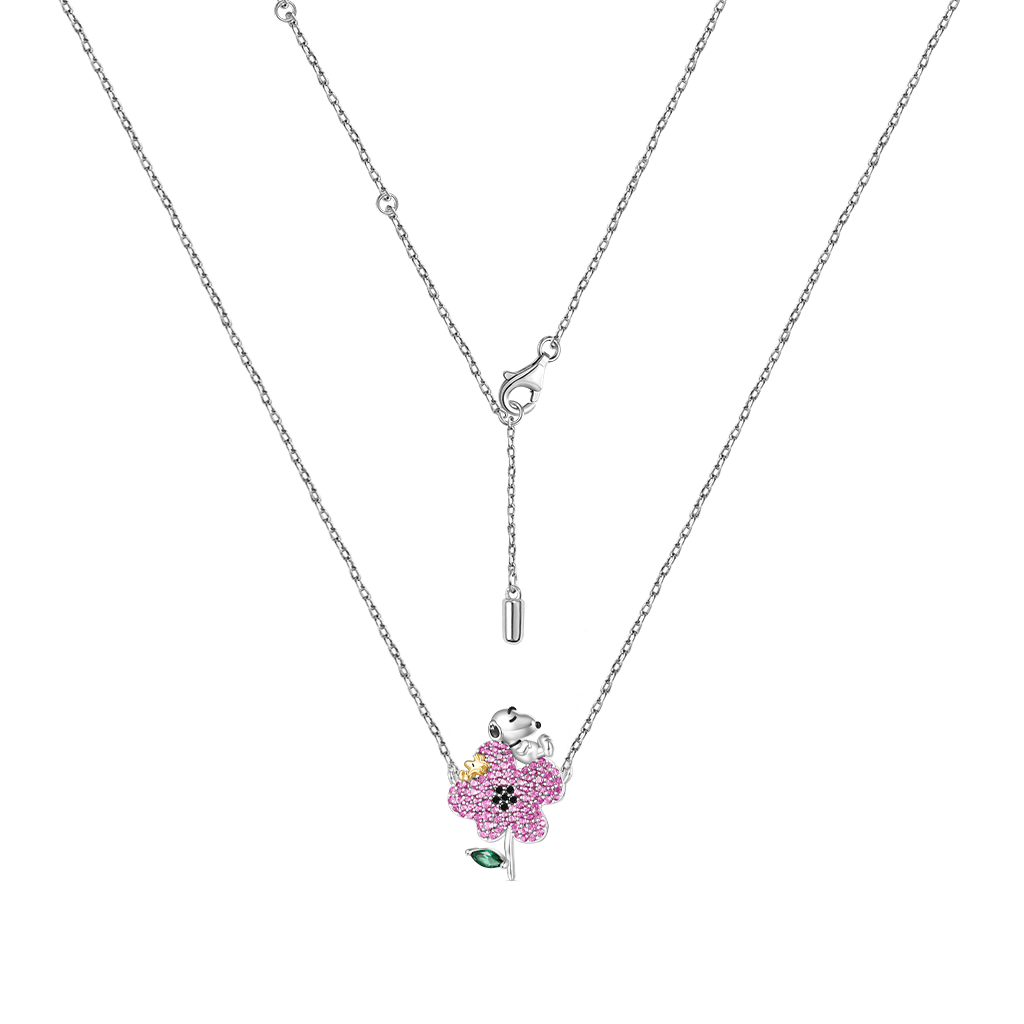 Gnoce Peanuts Snoopy Nature Flower Diamond Necklace - Image 3