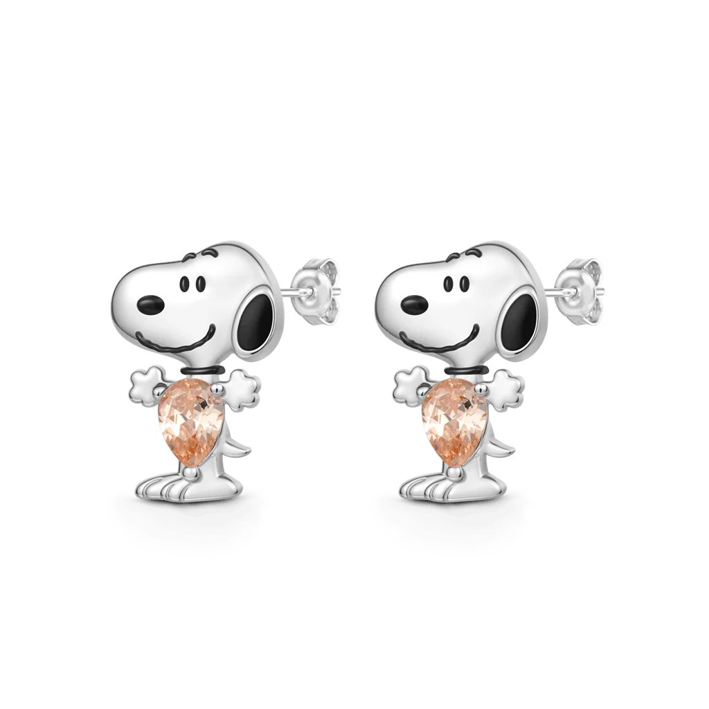 Gnoce Peanuts Snoopy Embraces Pear-Cut  Stud Earrings