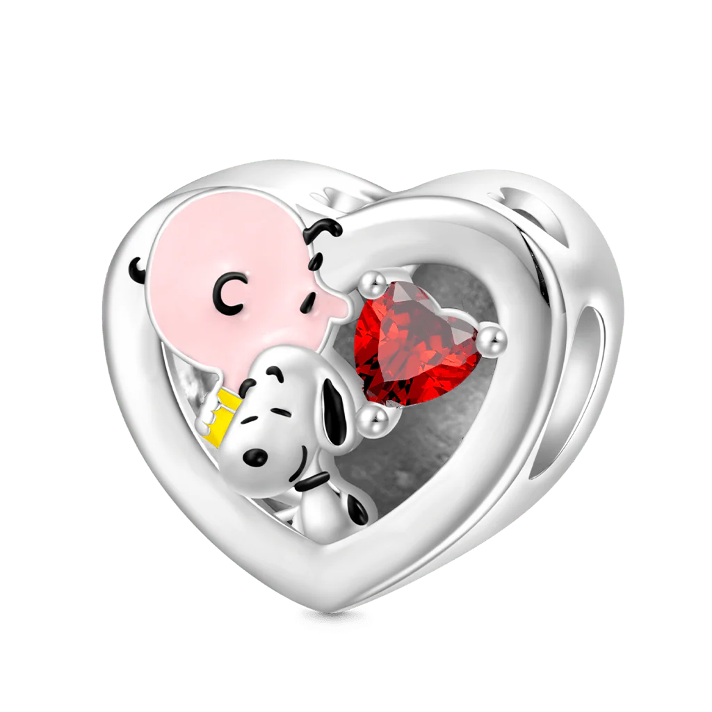 Gnoce Snoopy Hugs Charlie Brown Personalized Photo Heart Charm - Image 3
