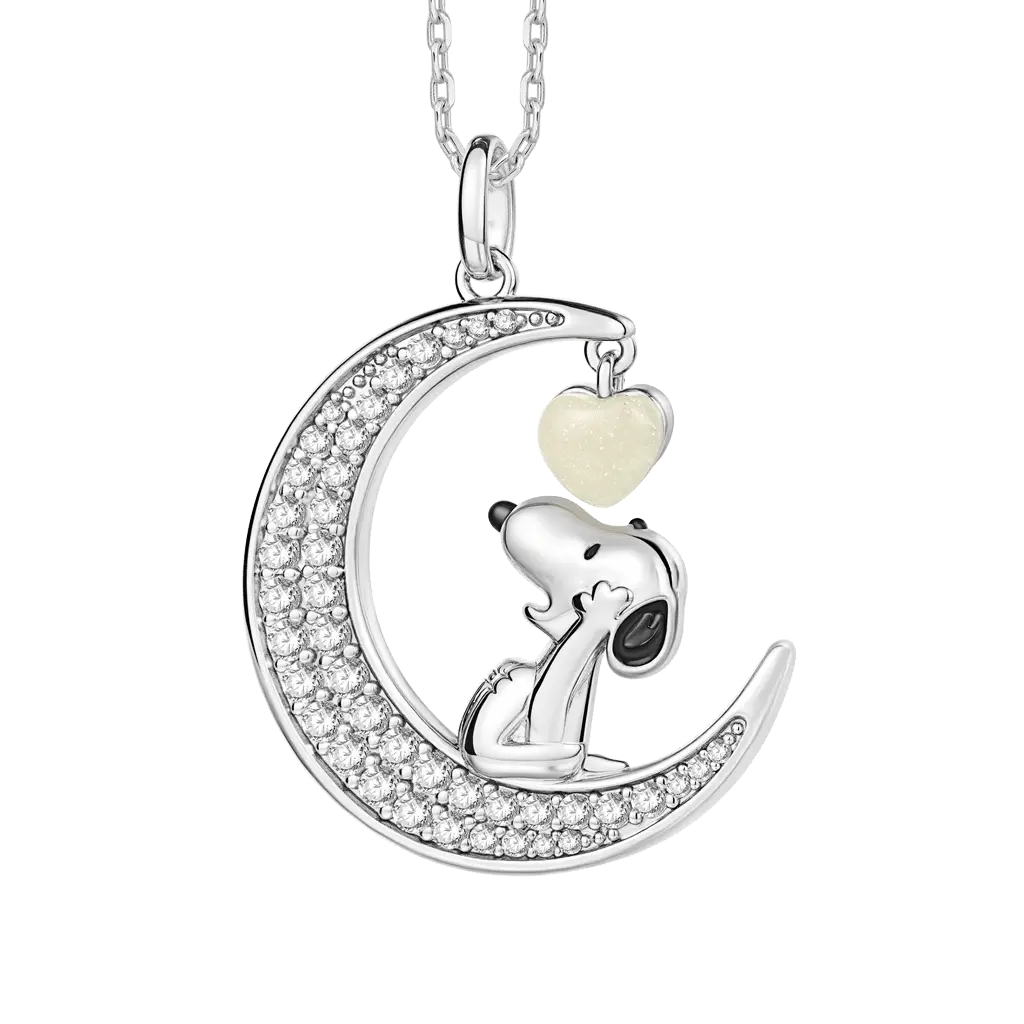 Gnoce  Peanuts Snoopy Moon Glowing Heart Pendant Necklace - Image 2