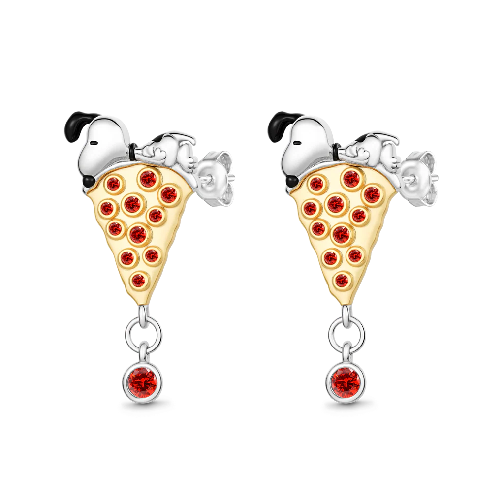 Gnoce  Peanuts Snoopy Pizza Stud Earrings
