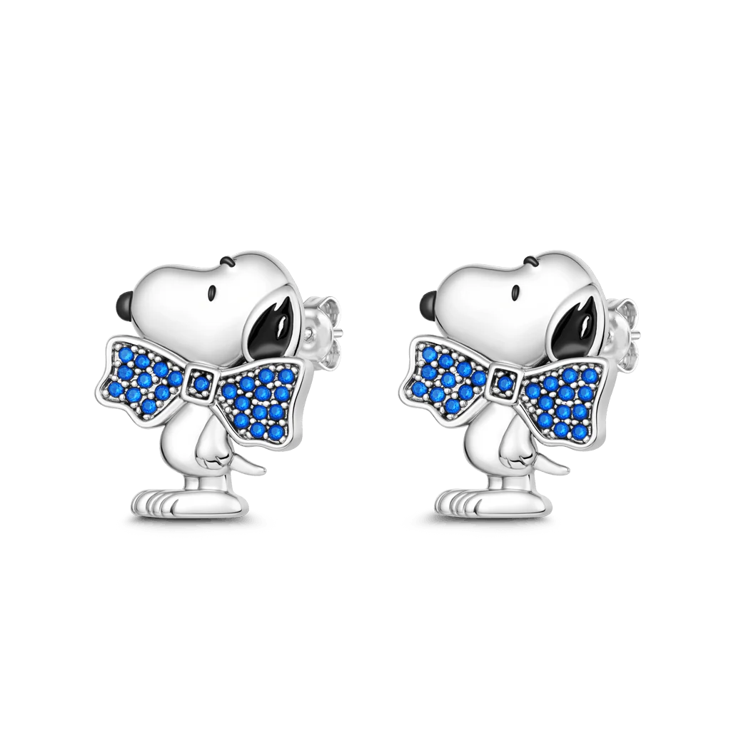 Gnoce  Peanuts Snoopy Wearing Bow Stud Earrings