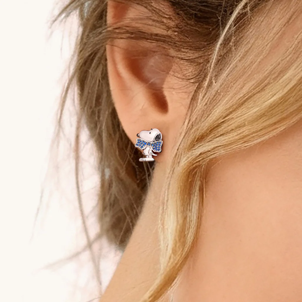 Gnoce  Peanuts Snoopy Wearing Bow Stud Earrings - Image 2