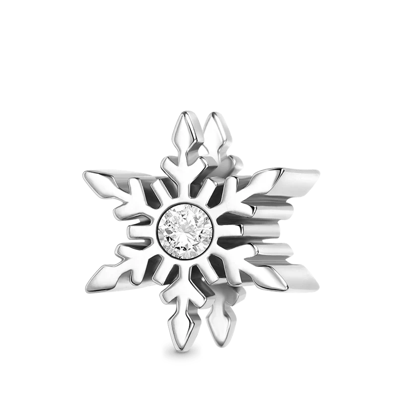Snowflake Charm Bead 925 Sterling Silver