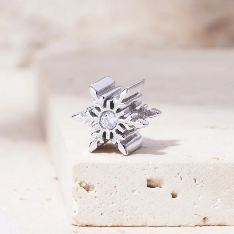Snowflake Charm Bead 925 Sterling Silver - Image 2