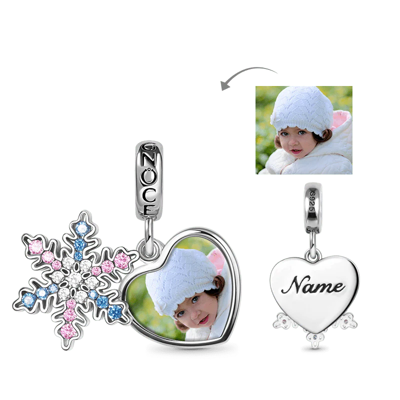 Gnoce Snowflake Personalized Engravable Charm Platinum-plated Silver Blend