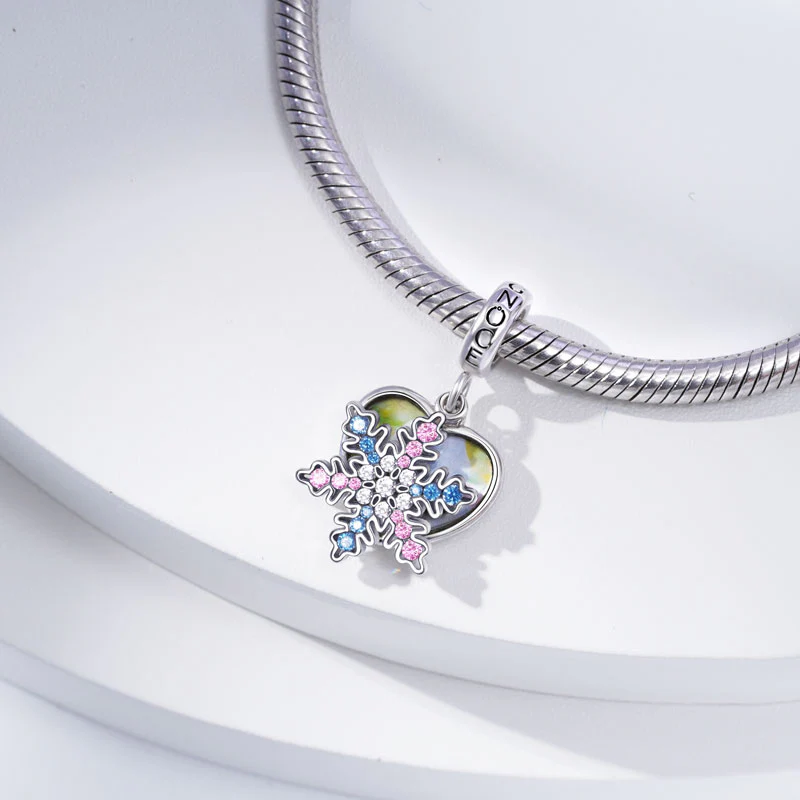 Gnoce Snowflake Personalized Engravable Charm Platinum-plated Silver Blend - Image 2