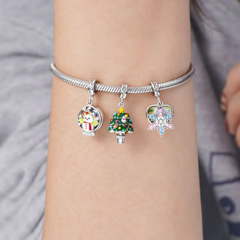 Gnoce Snowflake Personalized Engravable Charm Platinum-plated Silver Blend - Image 3