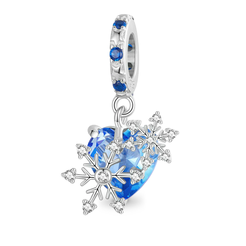 Gnoce Sparkling Snowflake Heart Pendant Dangle Charm
