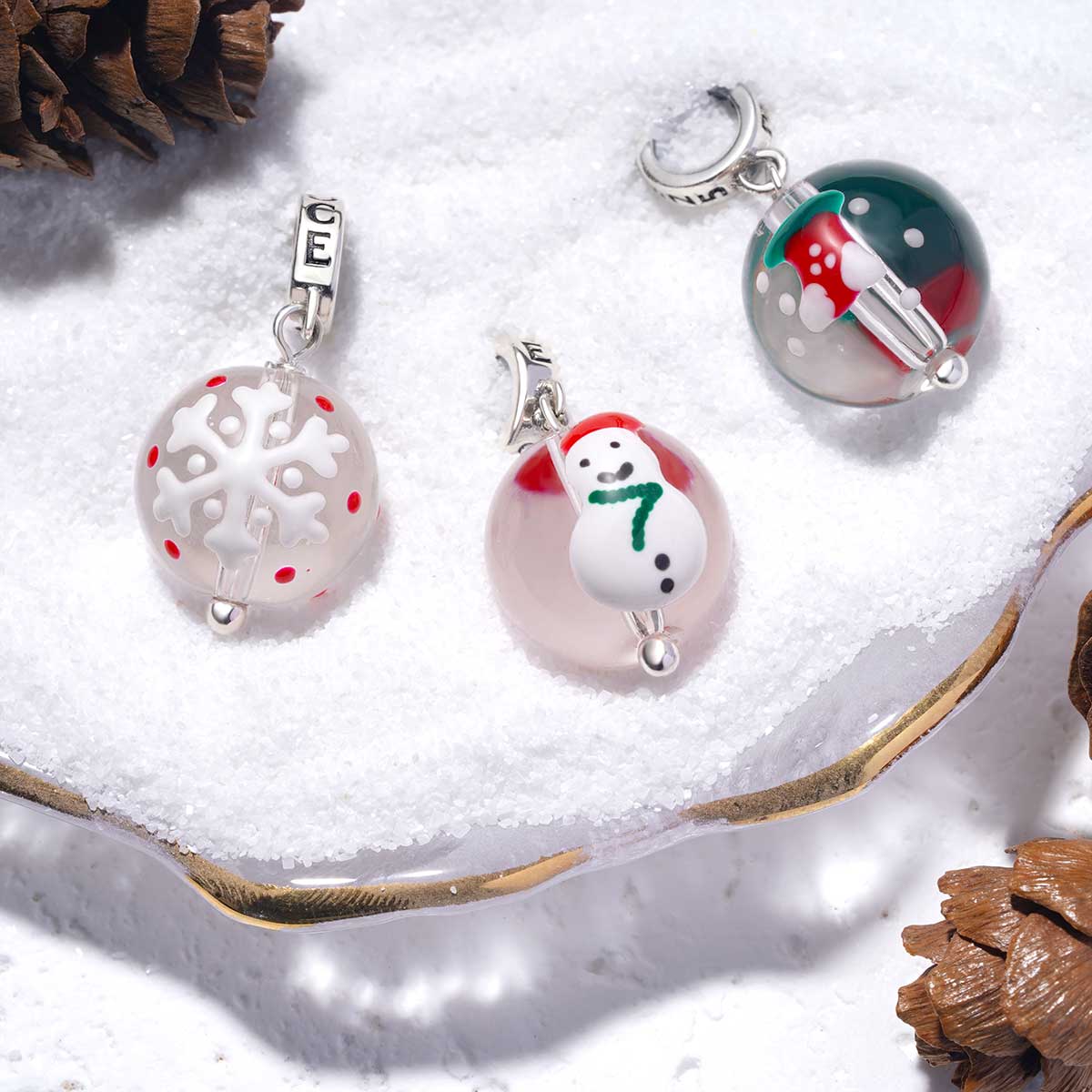 Gnoce Christmas Snowman Ball Pendant Dangle Charm - Image 2