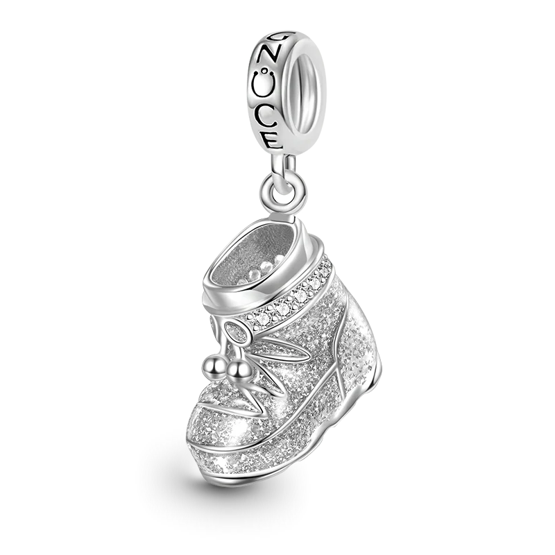 Gnoce Sparkling Snowshoes Charm Platinum-plated Silver Blend
