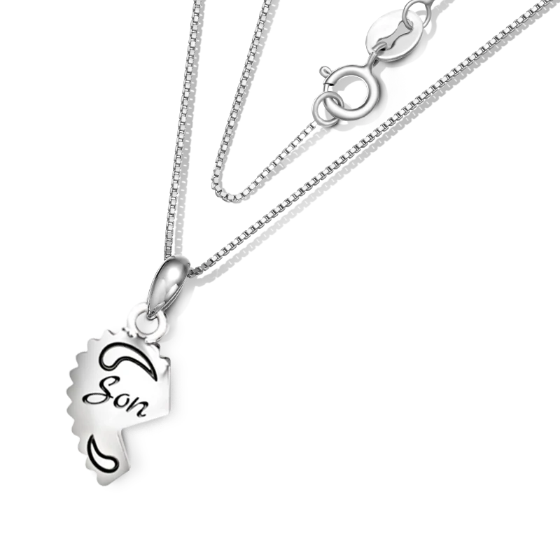 Gnoce "Love You" Son Heart Necklace Platinum-plated Silver Blend - Image 2