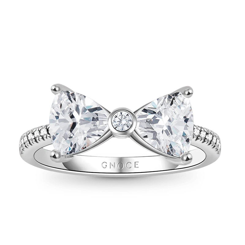 Gnoce Sparkling Bow Tie Ring Platinum-plated Silver Blend