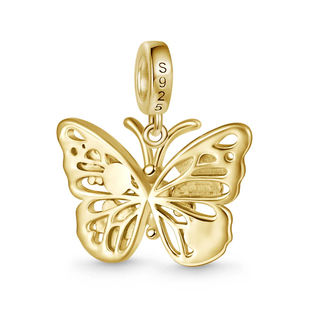 Gnoce Flying Butterfly Moonstone Charm Platinum-plated Silver Blend - Image 2