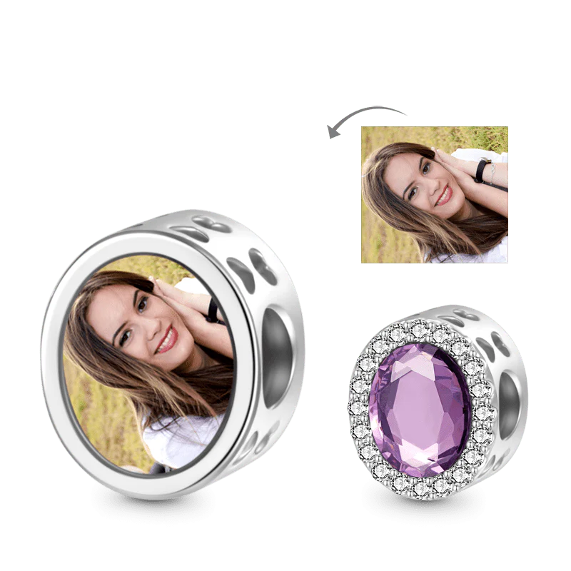 Gnoce Sparkling Personalized Photo Charm Platinum-plated Silver Blend