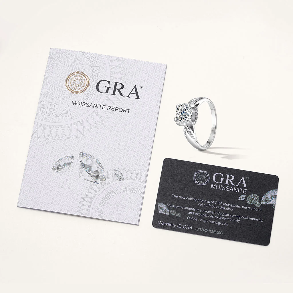 Gnoce Twist Round Moissanite Ring Platinum-plated Silver Blend - Image 3