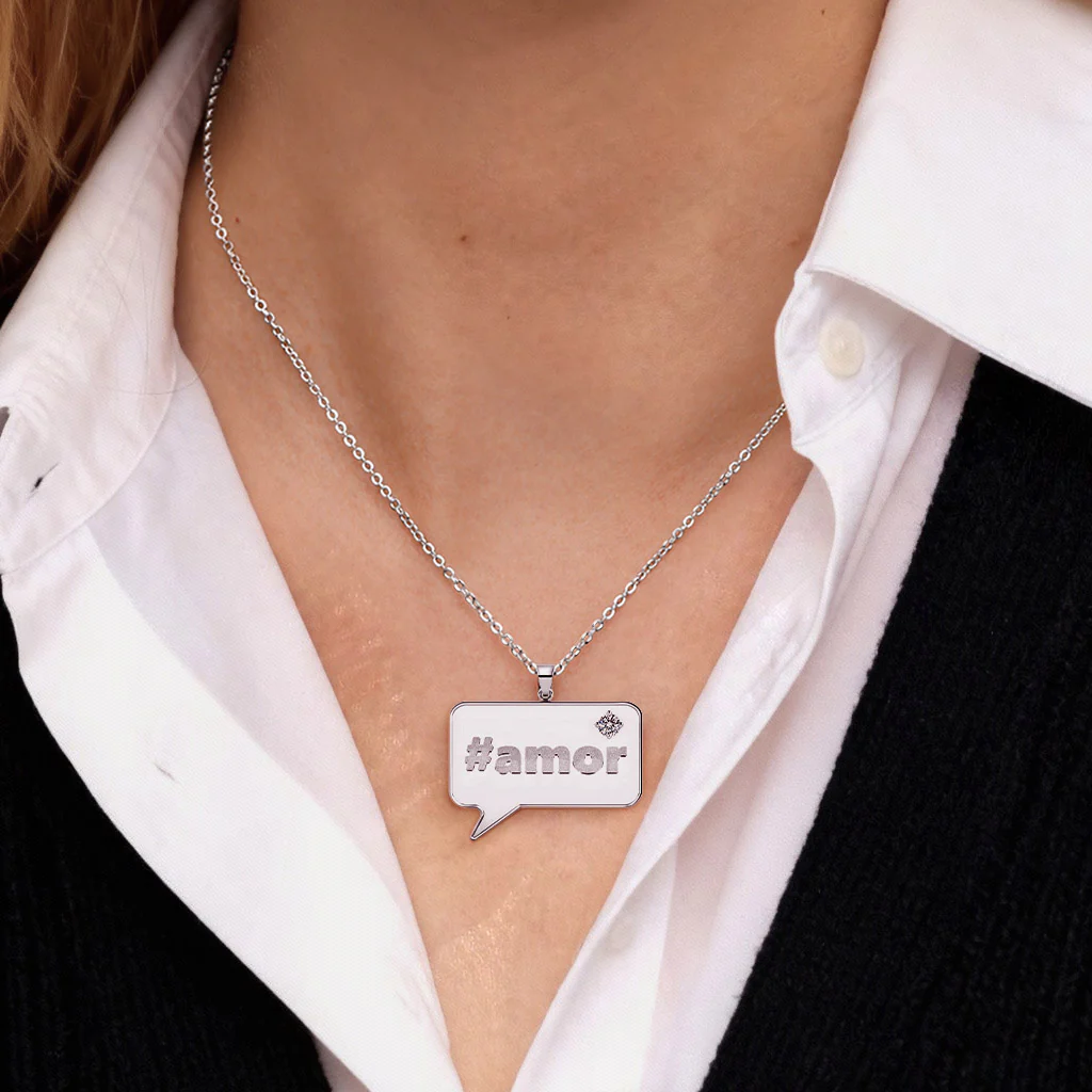 Gnoce Hashtag Speech Bubble Custom Necklace - Image 2