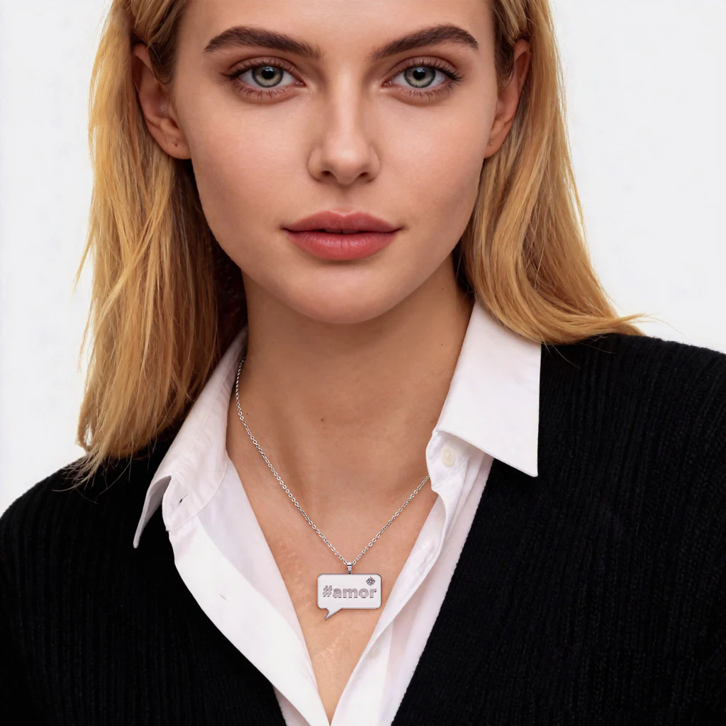 Gnoce Hashtag Speech Bubble Custom Necklace - Image 4