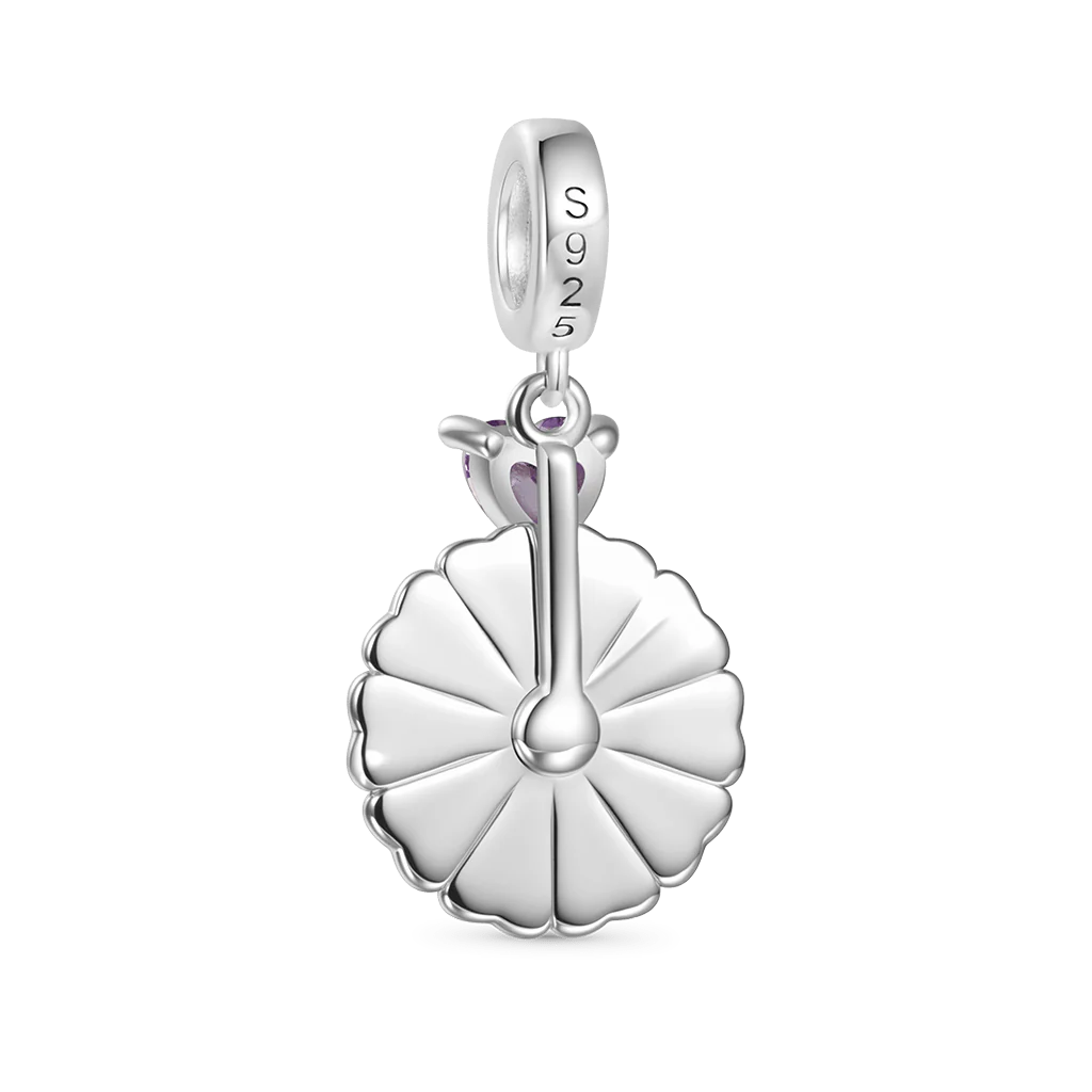 Gnoce Spinning Turntable with Birthstone Charm Platinum-plated Silver Blend - Image 3