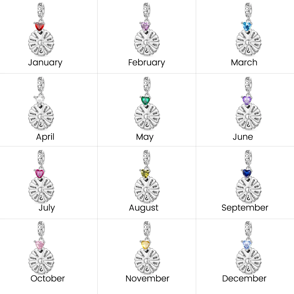 Gnoce Spinning Turntable with Birthstone Charm Platinum-plated Silver Blend - Image 5