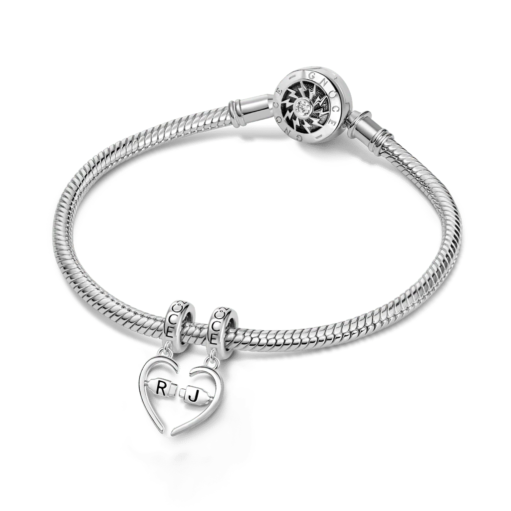 Gnoce  Splittable Heart Engravable Charm Platinum-plated Silver Blend - Image 3