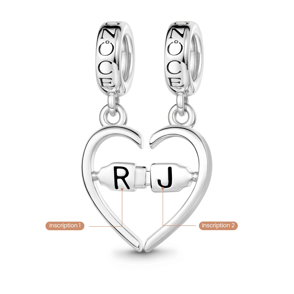 Gnoce  Splittable Heart Engravable Charm Platinum-plated Silver Blend - Image 5