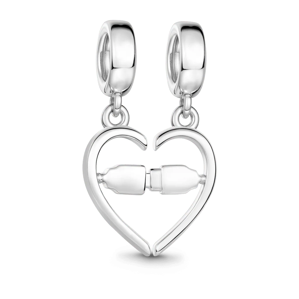 Gnoce  Splittable Heart Engravable Charm Platinum-plated Silver Blend - Image 6