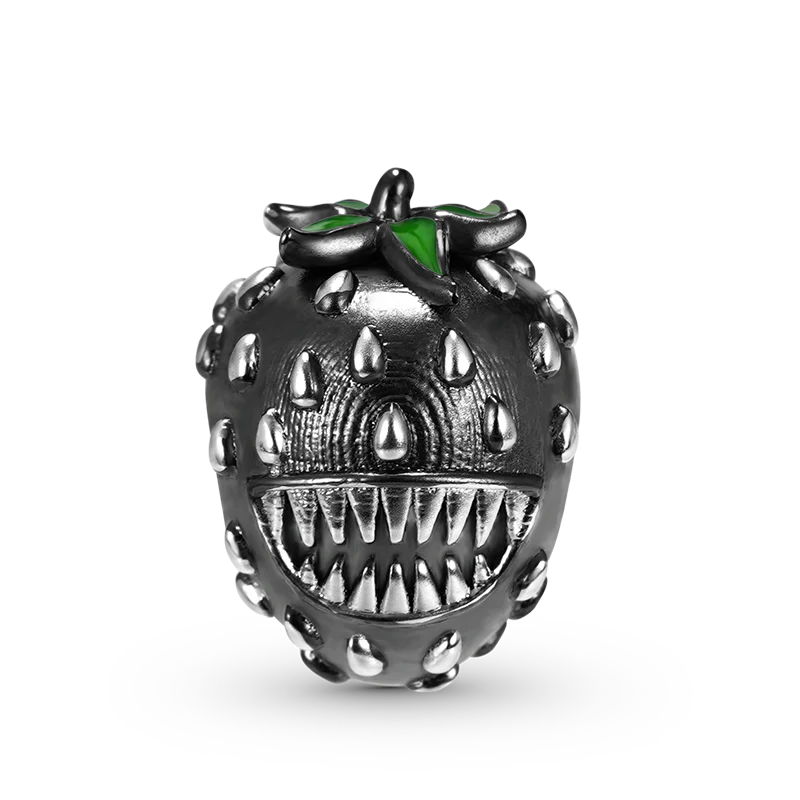 Gnoce Spooky Strawberry Charm Platinum-plated Silver Blend