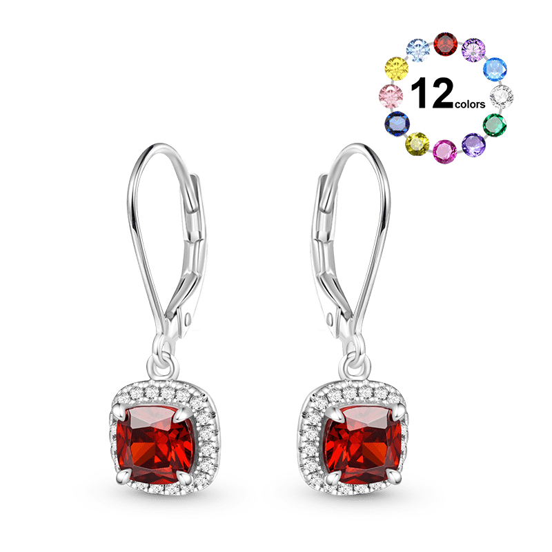 Gnoce Square-shaped Birthstone Dangle Earrings
