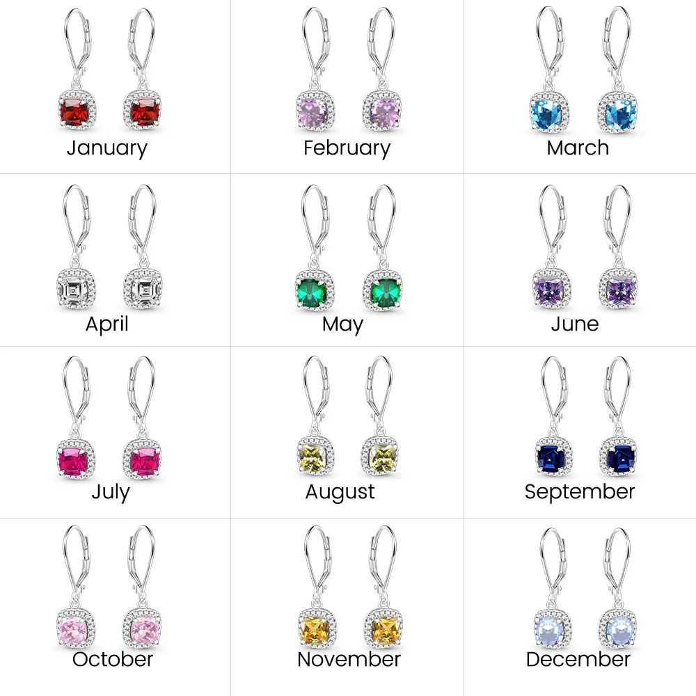 Gnoce Square-shaped Birthstone Dangle Earrings - Image 7