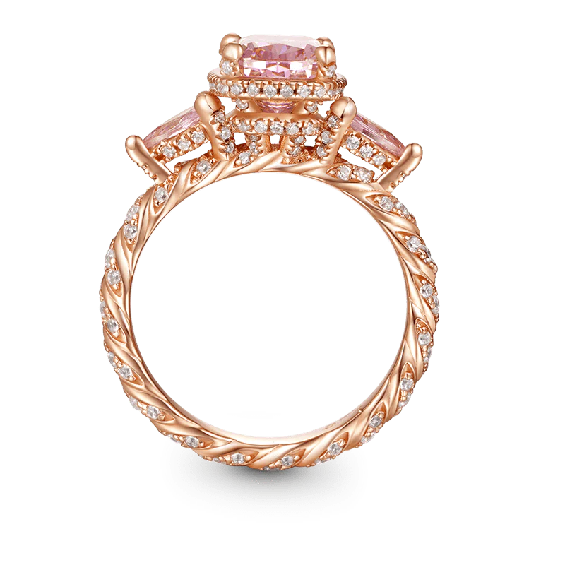 Gnoce Pink Square-cut Promise Ring Platinum-plated Silver Blend - Image 3