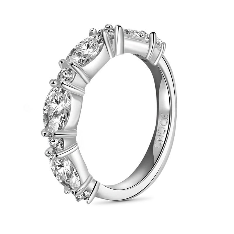 Gnoce Vintage & Eternity Band Ring Set Platinum-plated Silver Blend - Image 4