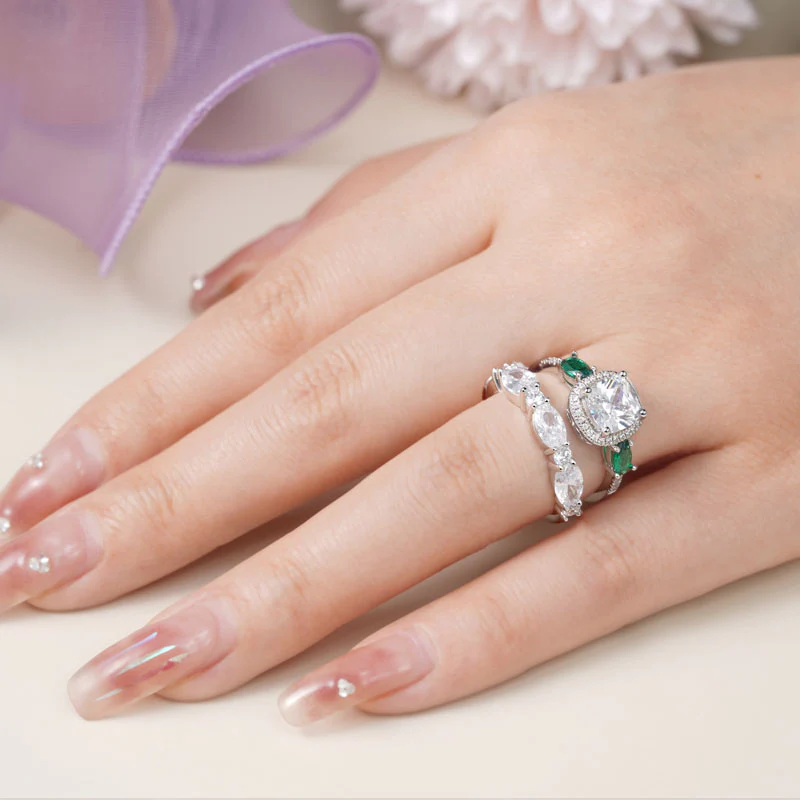 Gnoce Vintage & Eternity Band Ring Set Platinum-plated Silver Blend - Image 6