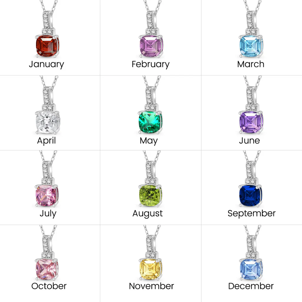 Gnoce Square-shaped Birthstone Dangle Necklace - Image 6