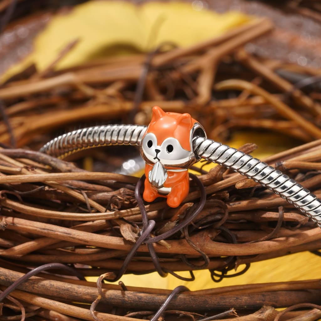 Gnoce Gluttonous Squirrel Charm Platinum-plated Silver Blend - Image 3