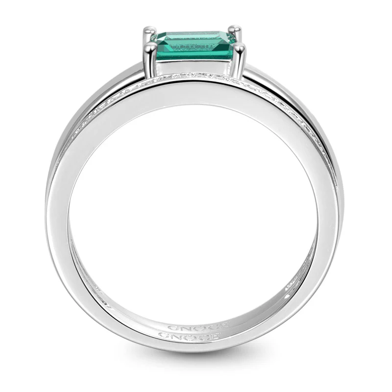 Gnoce Green Rectangle-cut Shimmering Stackable Ring Set Platinum-plated Silver Blend - Image 3