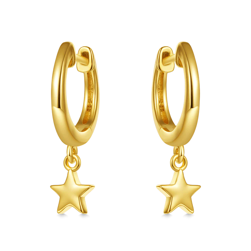 Gnoce Star Dangling Dangle Earrings Platinum-plated Silver Blend