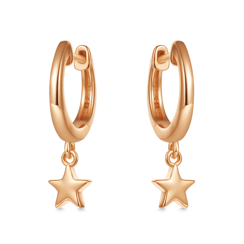 Gnoce Star Dangling Dangle Earrings Platinum-plated Silver Blend - Image 2