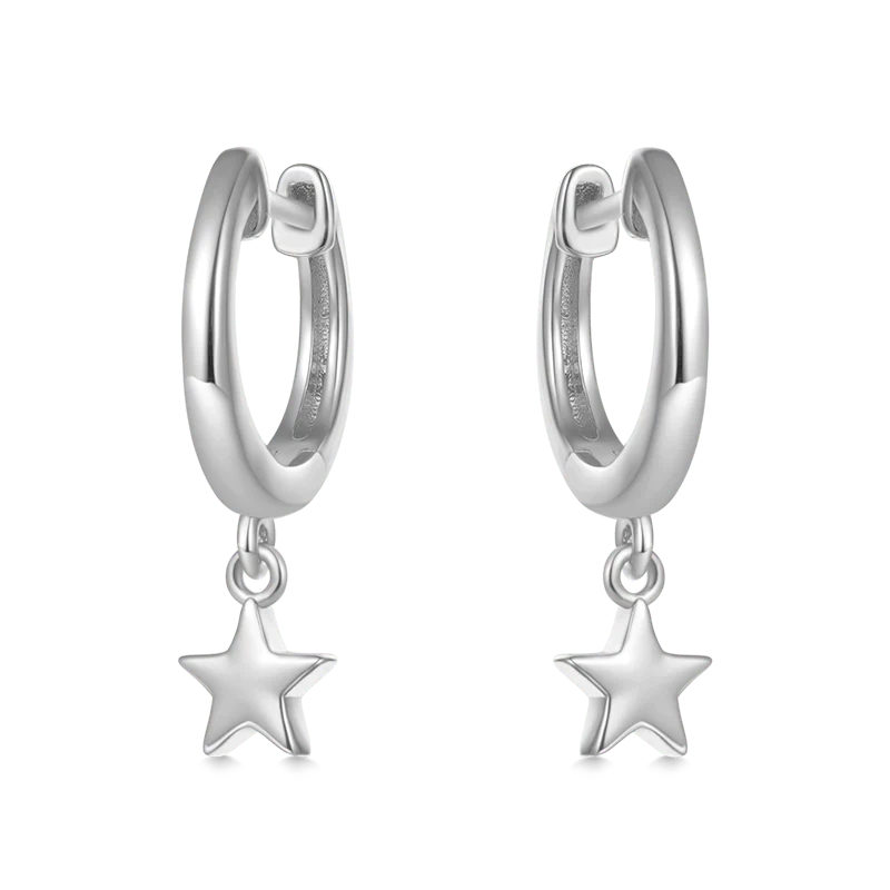 Gnoce Star Dangling Dangle Earrings Platinum-plated Silver Blend - Image 3
