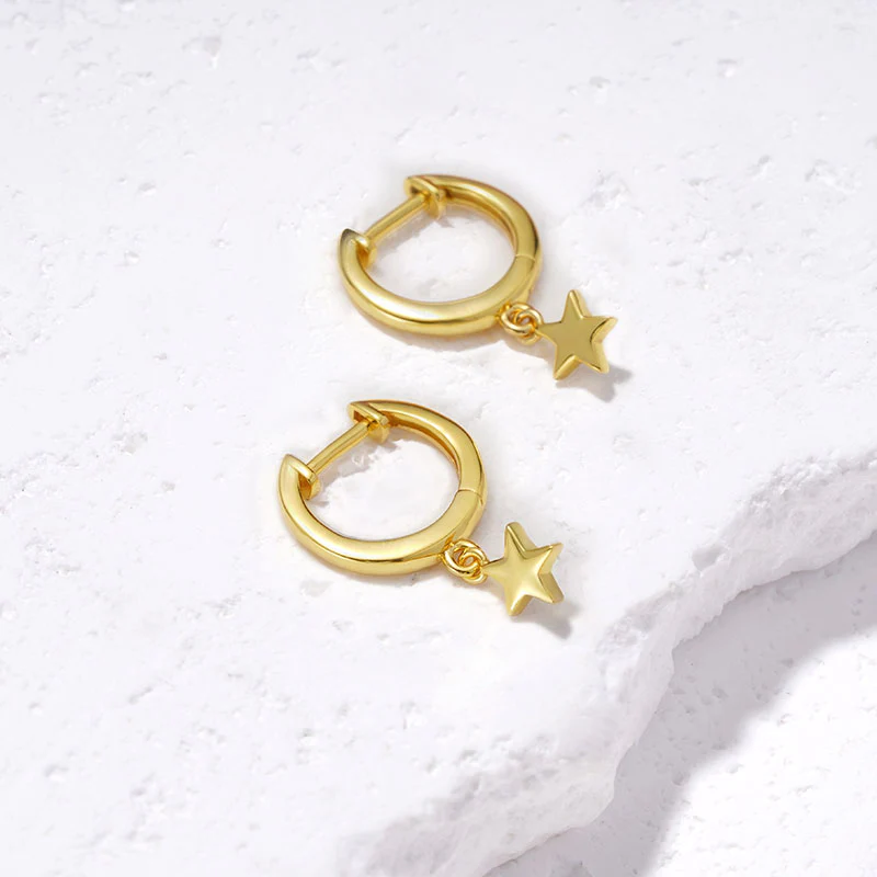 Gnoce Star Dangling Dangle Earrings Platinum-plated Silver Blend - Image 4