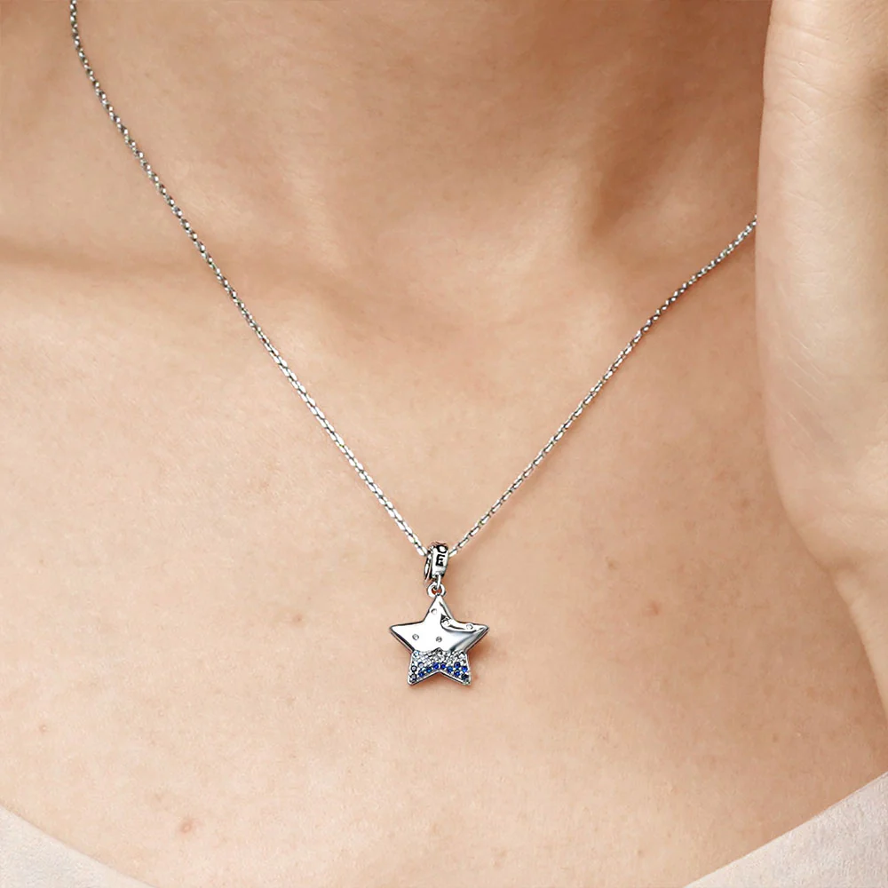 Gnoce Sparkling Star Engravable Charm Platinum-plated Silver Blend - Image 2