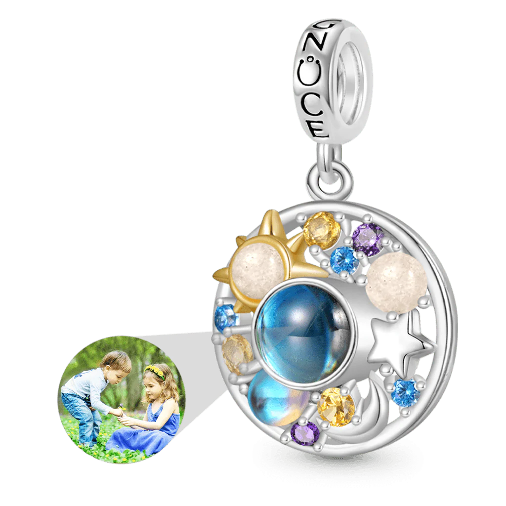 Gnoce Projection Star Moon Glow-in-the-Dark Charm Platinum-plated Silver Blend - Image 2