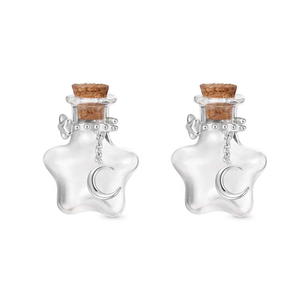 Gnoce Transparent Star Wishing Vase Earrings Platinum-plated Silver Blend