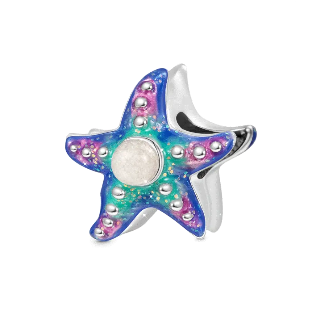 Gnoce Summer Ocean Glow-in-the-Dark Starfish Charm Platinum-plated Silver Blend