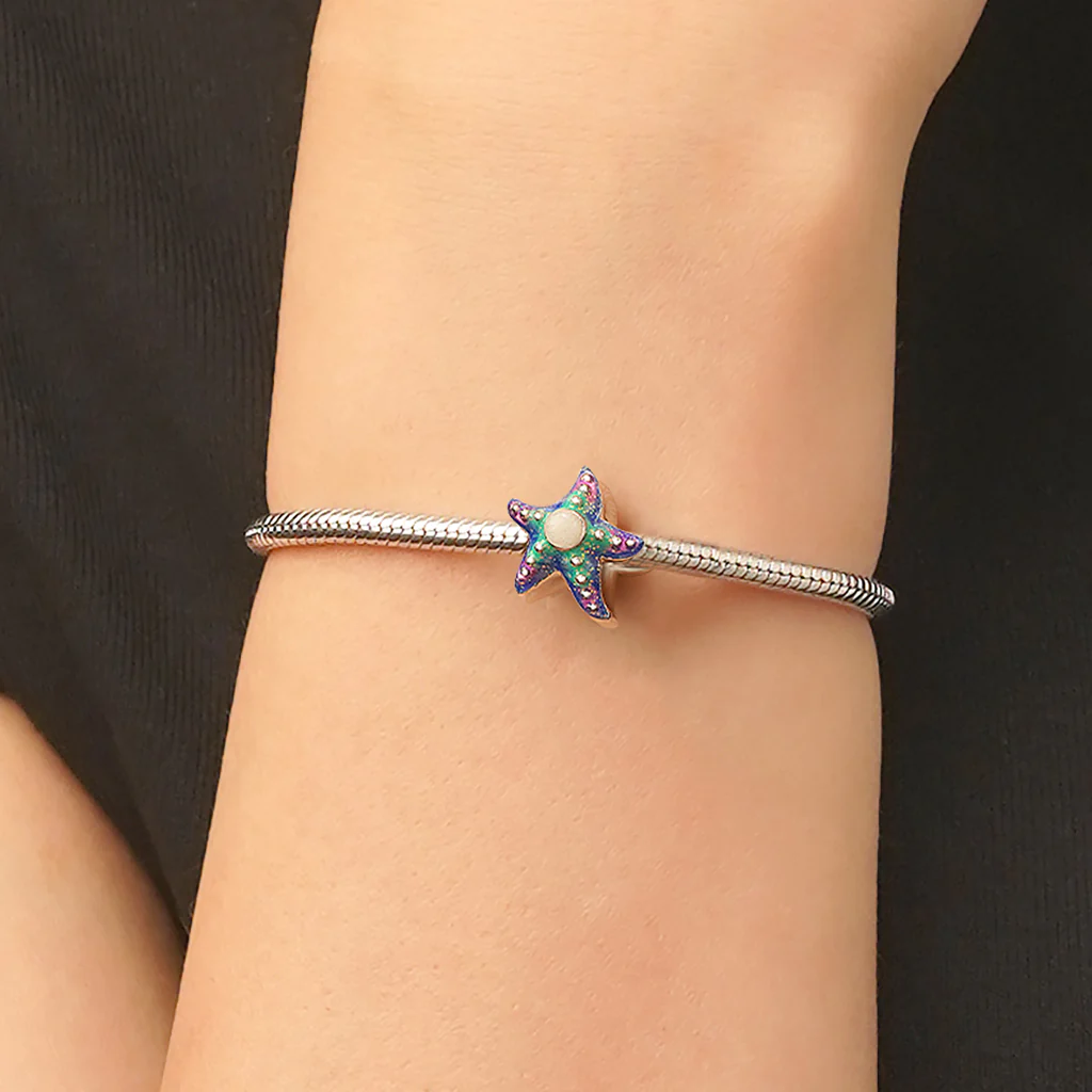 Gnoce Summer Ocean Glow-in-the-Dark Starfish Charm Platinum-plated Silver Blend - Image 5
