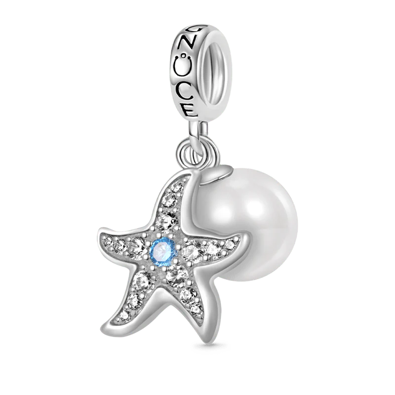Gnoce Starfish Pearl Double Charm Platinum-plated Silver Blend