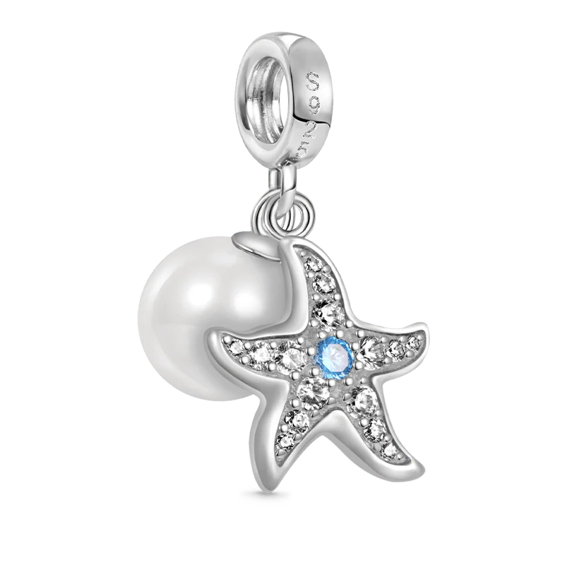 Gnoce Starfish Pearl Double Charm Platinum-plated Silver Blend - Image 2